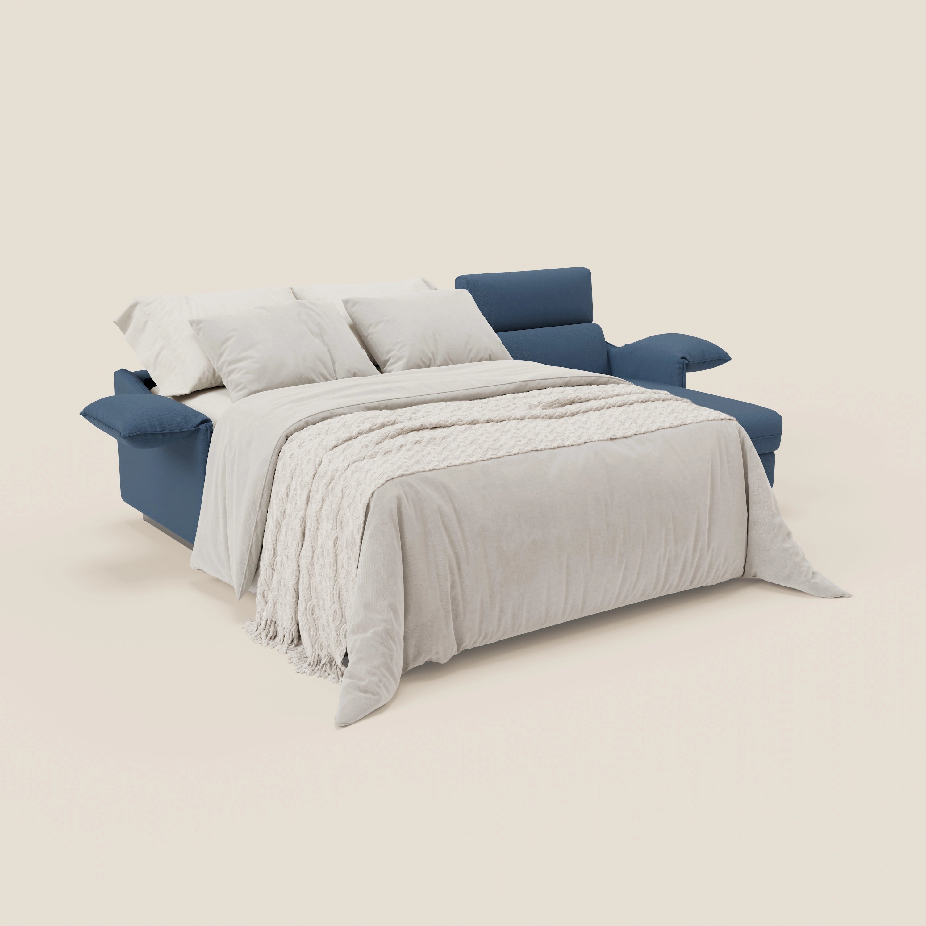 Violetta Divano Letto Angolare con Penisola contenitore, Poggiatesta e Materasso Alto H18 in tessuto impermeabile T13 - divitt.sbs