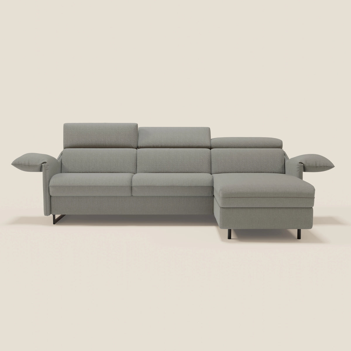 Violetta Divano Letto Angolare con Penisola contenitore, Poggiatesta e Materasso Alto H18 in tessuto impermeabile T13 - divitt.sbs