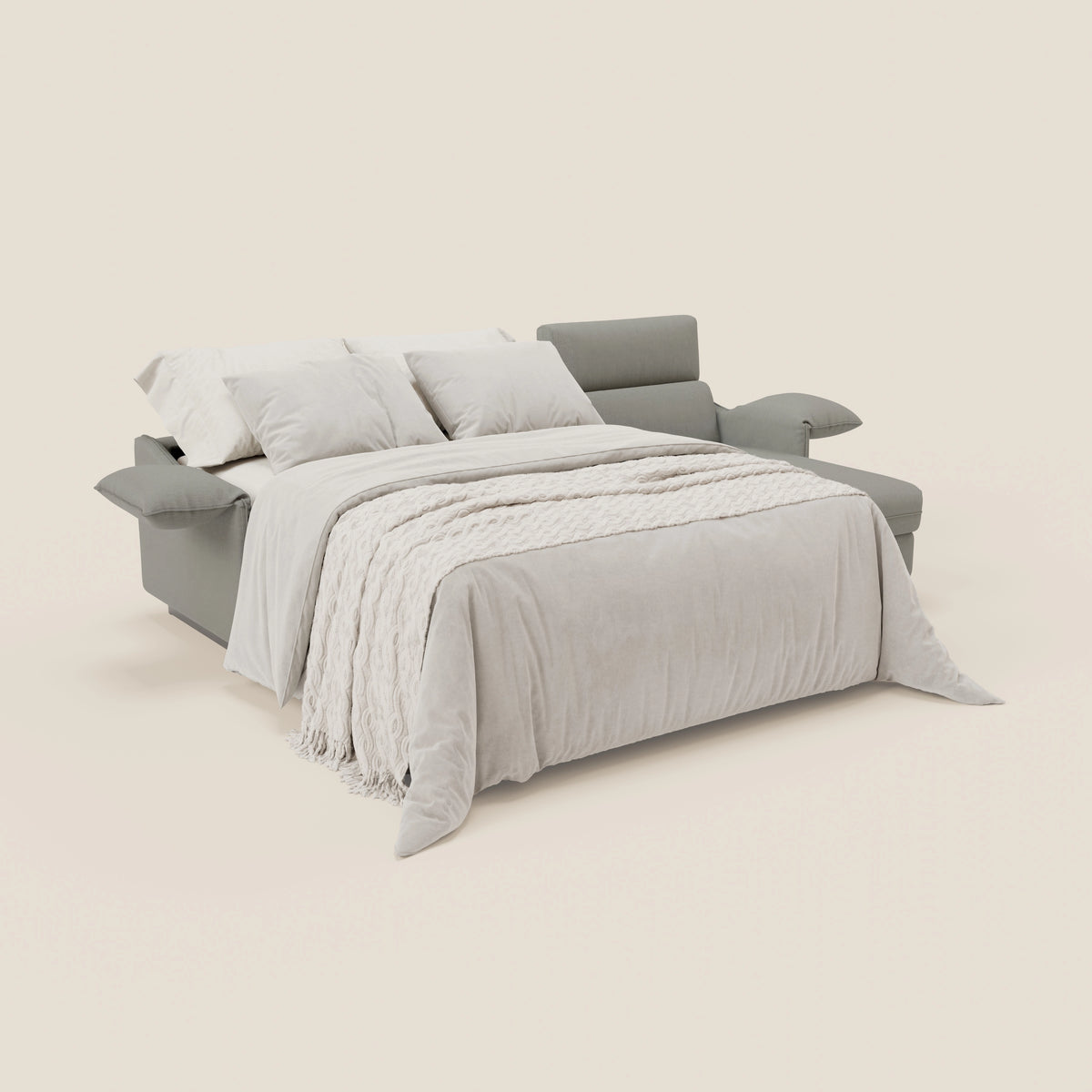 Violetta Divano Letto Angolare con Penisola contenitore, Poggiatesta e Materasso Alto H18 in tessuto impermeabile T13 - divitt.sbs