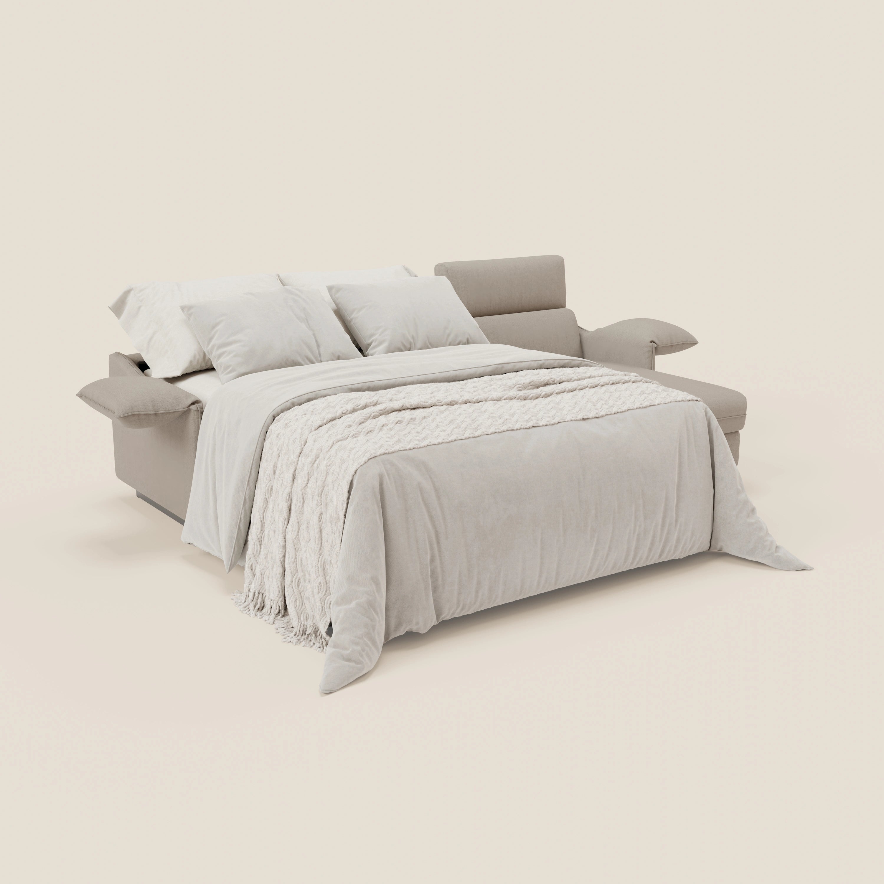 Violetta Divano Letto Angolare con Penisola contenitore, Poggiatesta e Materasso Alto H18 in tessuto impermeabile T13 - divitt.sbs