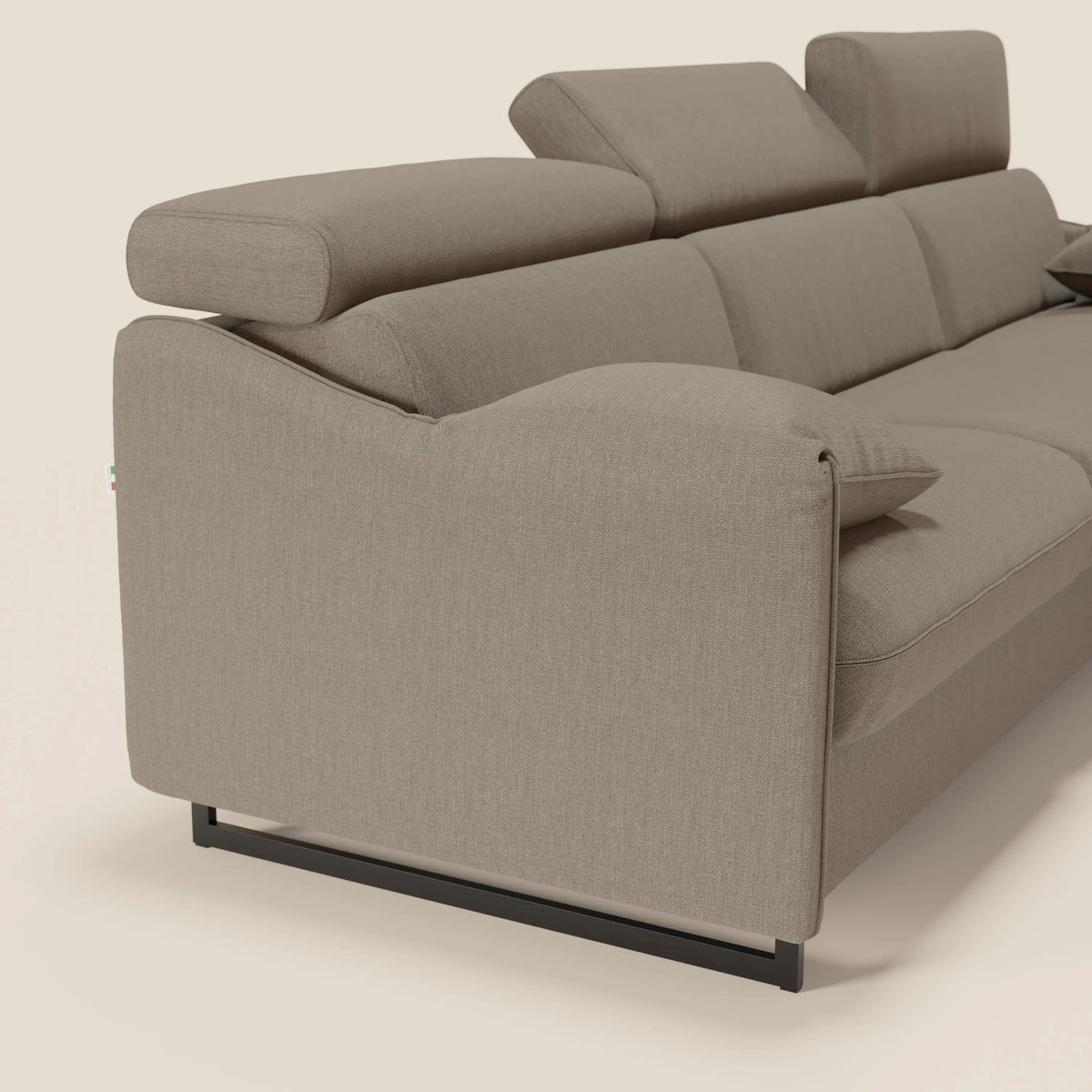 Violetta Divano Letto Angolare con Penisola contenitore, Poggiatesta e Materasso Alto H18 in tessuto impermeabile T13 - divitt.sbs