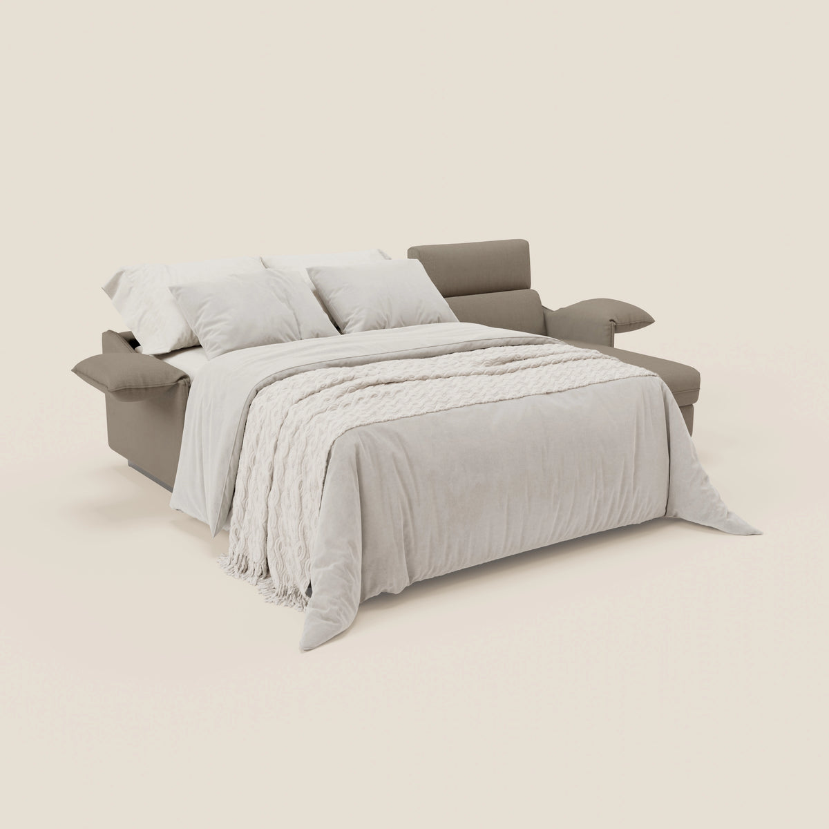 Violetta Divano Letto Angolare con Penisola contenitore, Poggiatesta e Materasso Alto H18 in tessuto impermeabile T13 - divitt.sbs