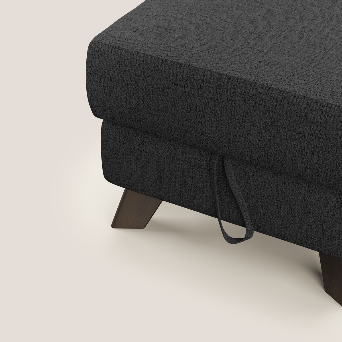 Moon Pouf contenitore e piedini alti in tessuto morbido impermeabile fiammato T03 antracite - divitt.sbs