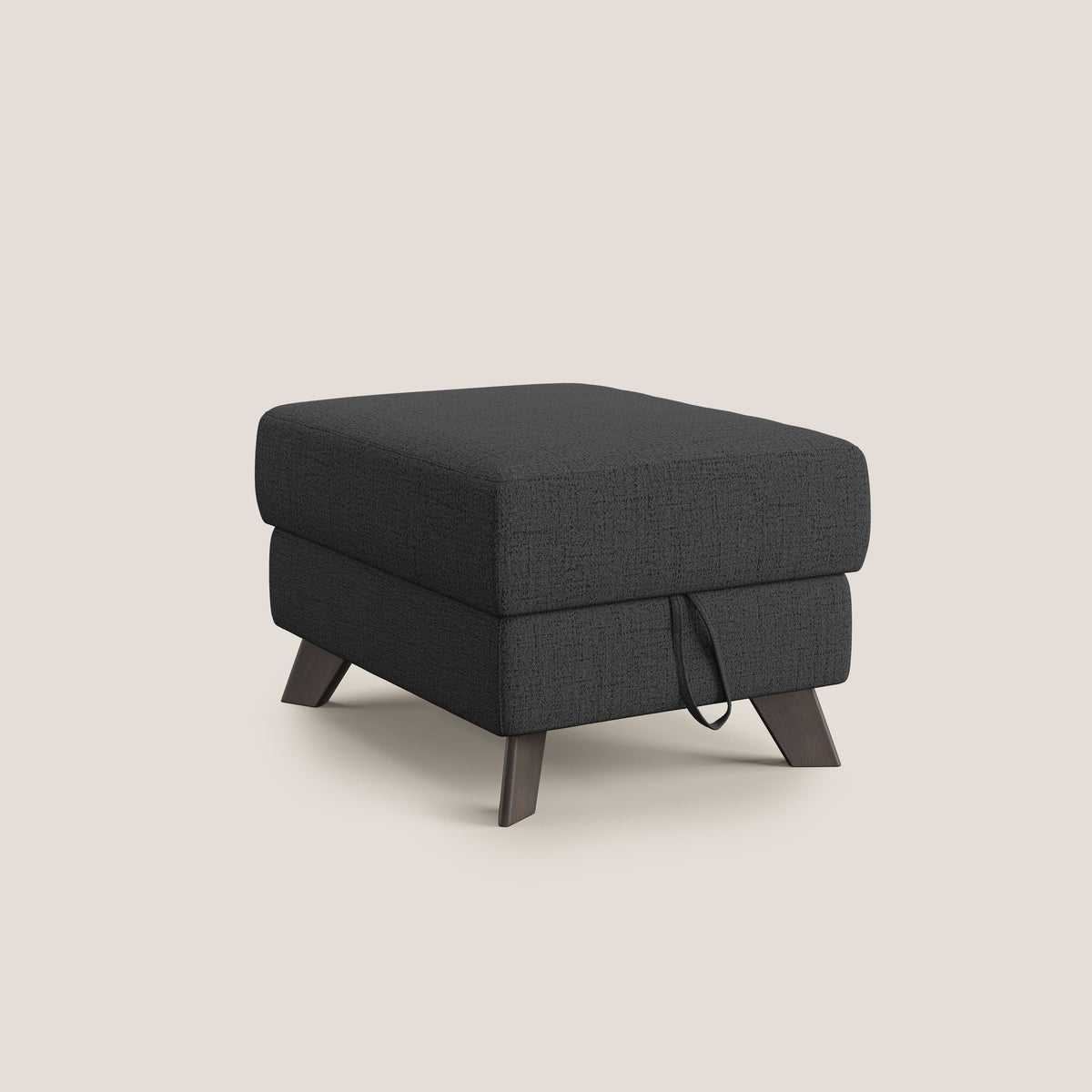 Moon Pouf contenitore e piedini alti in tessuto morbido impermeabile fiammato T03 antracite - divitt.sbs
