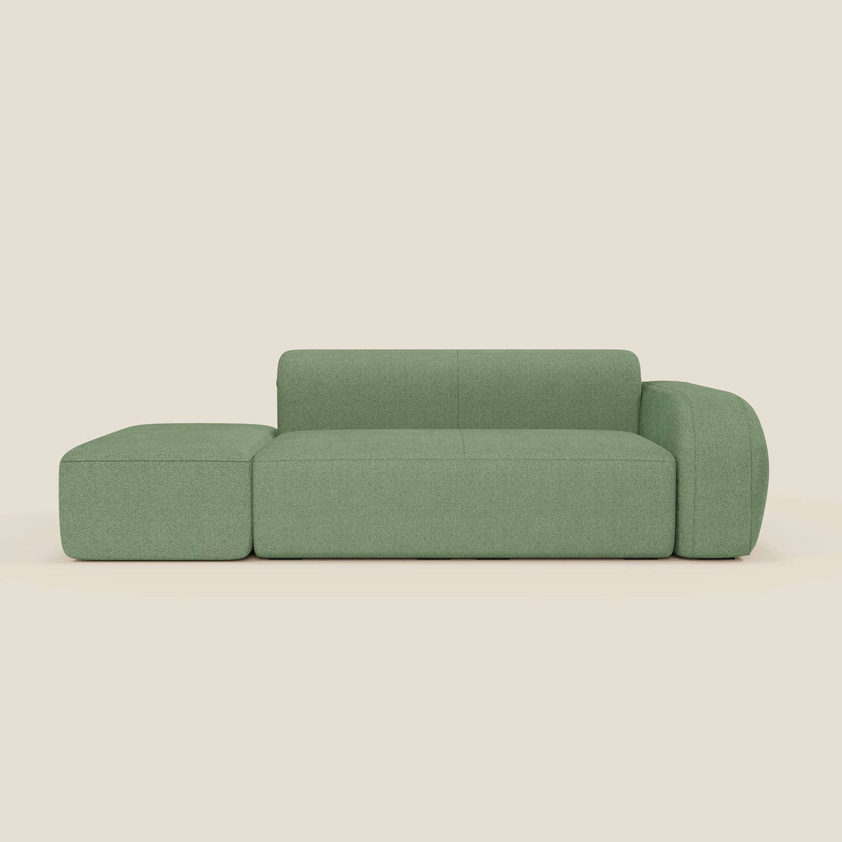 BonBon Divano modulare componibile – Composizione con pouf terminale in tessuto smacchiabile T23 menta - divitt.sbs