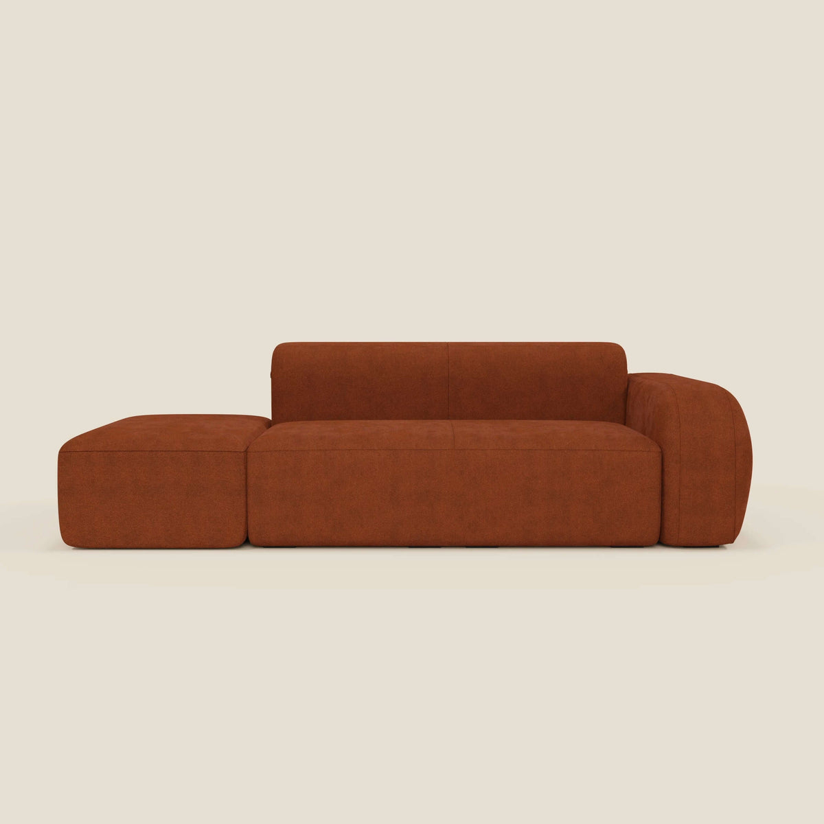 BonBon Divano modulare componibile – Composizione con pouf terminale in tessuto smacchiabile T23 ruggine - divitt.sbs