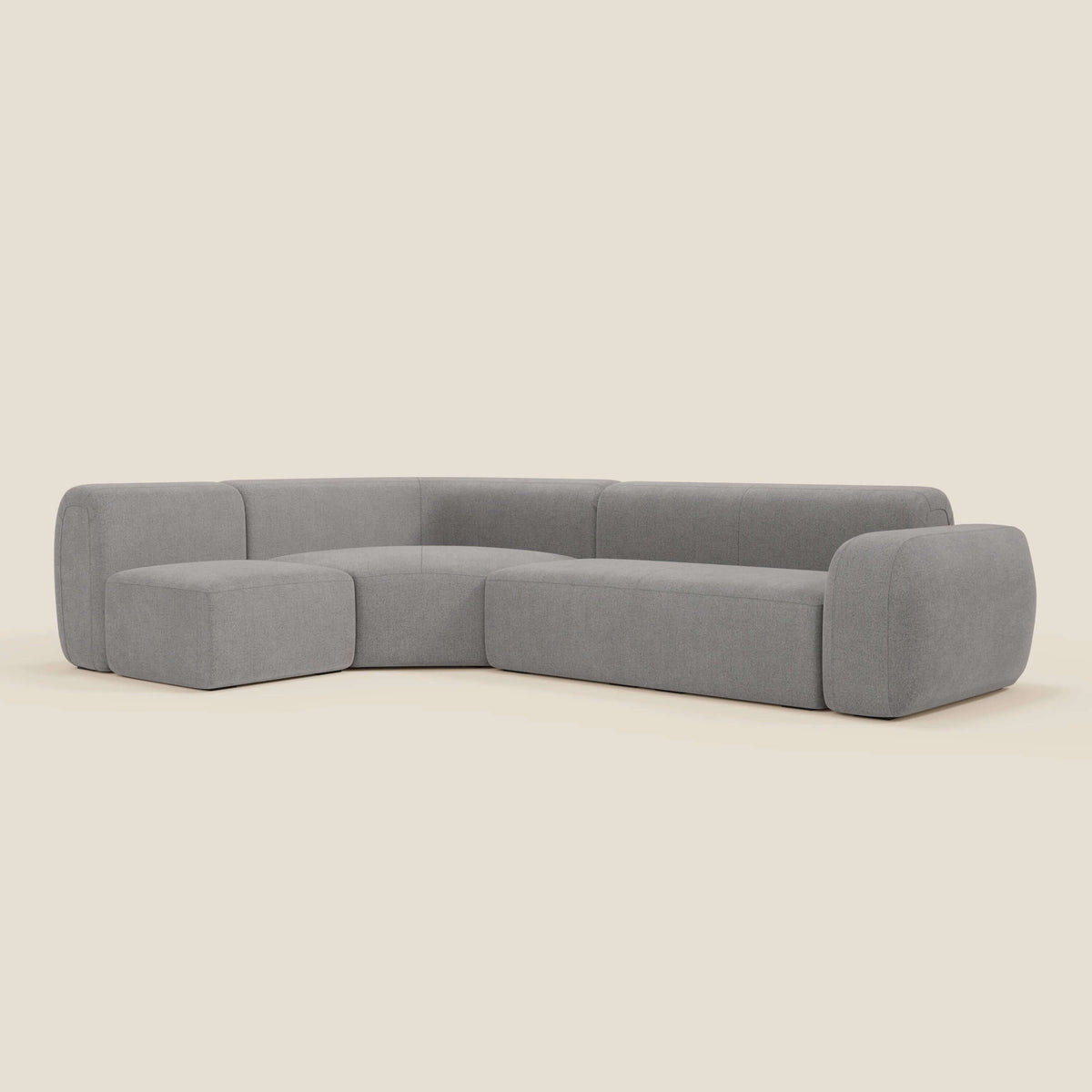 BonBon divano angolare componibile e modulare - tessuto smacchiabile T23 grigio - divitt.sbs
