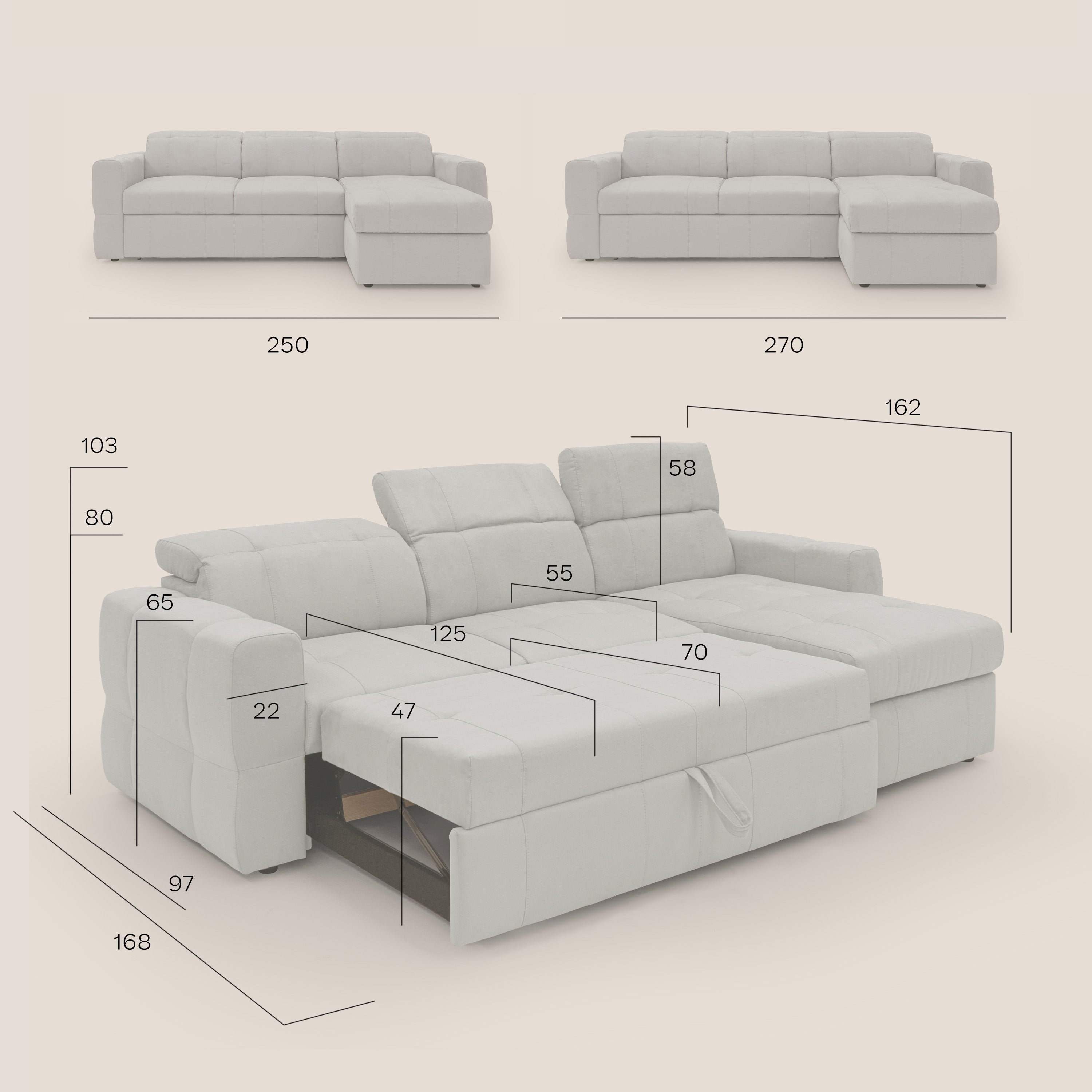 Kronos Divano angolare con pouf estraibile e penisola contenitore in microfibra impermeabile T11 cuoio - divitt.sbs
