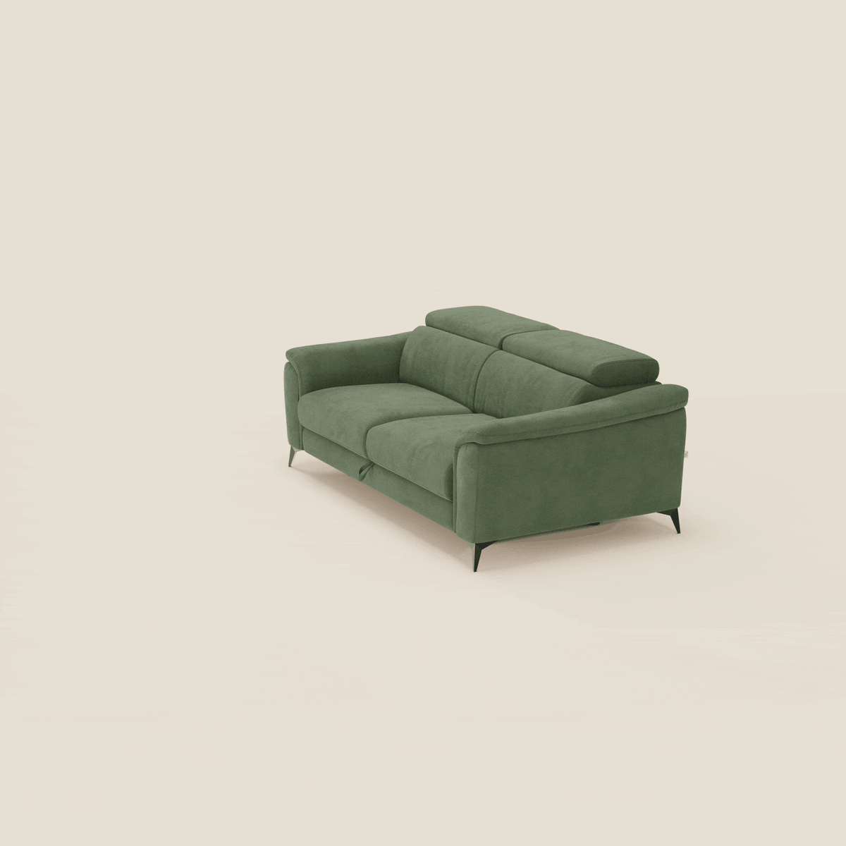 Arcos Divano 3 posti - piedini alti e poggiatesta reclinabili in microfibra impermeabile T11 verde - divitt.sbs