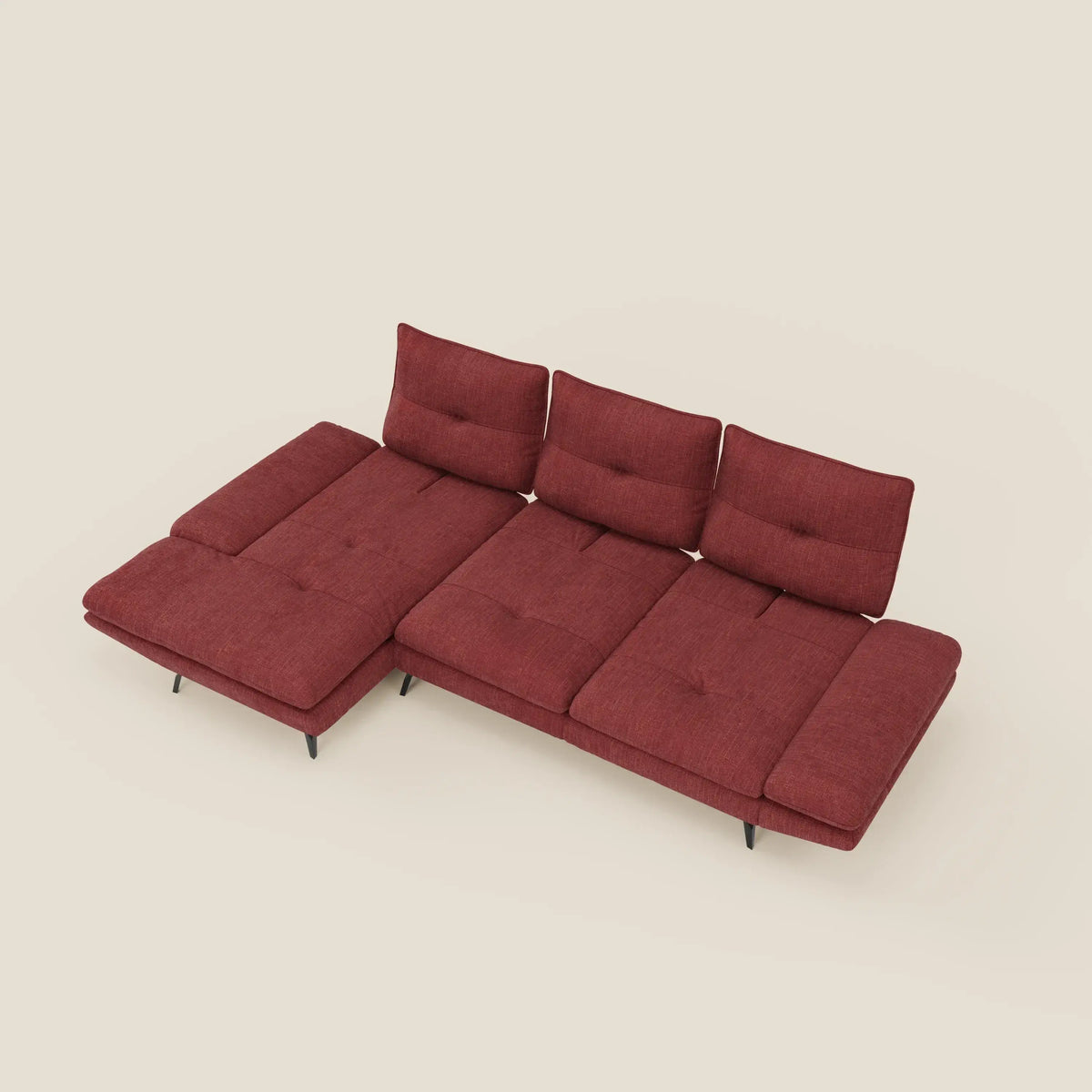 Ardex Divano con penisola - schienali traslanti e braccioli regolabili in elegante tessuto impermeabile T06 - divitt.sbs