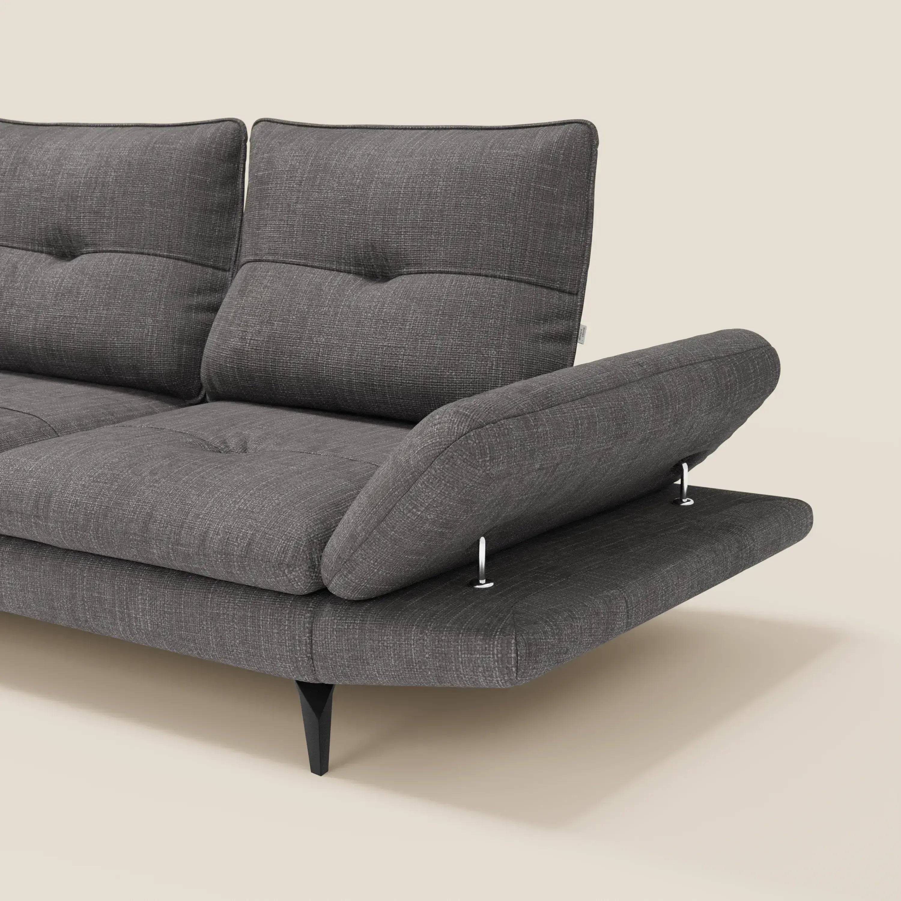 Ardex Divano Angolare - schienali traslanti e bracciolo regolabile in elegante tessuto impermeabile T06 - divitt.sbs