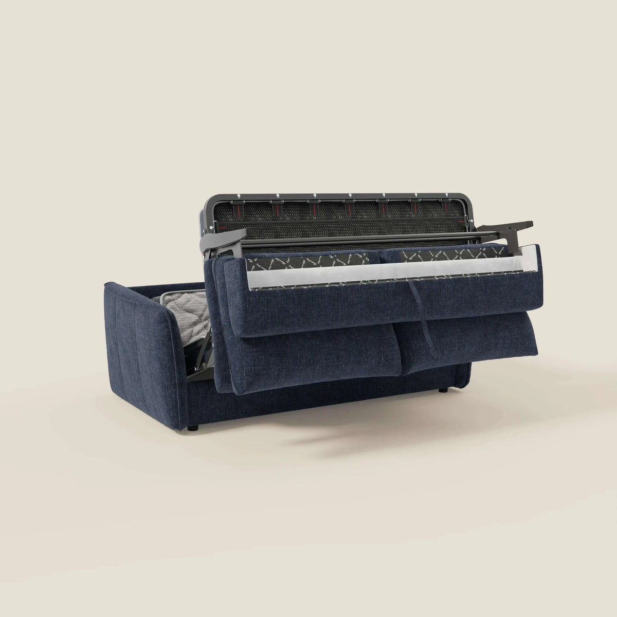 Elios Divano letto con morbidi cuscini spalliera in tessuto smacchiabile T24 blu notte - divitt.sbs