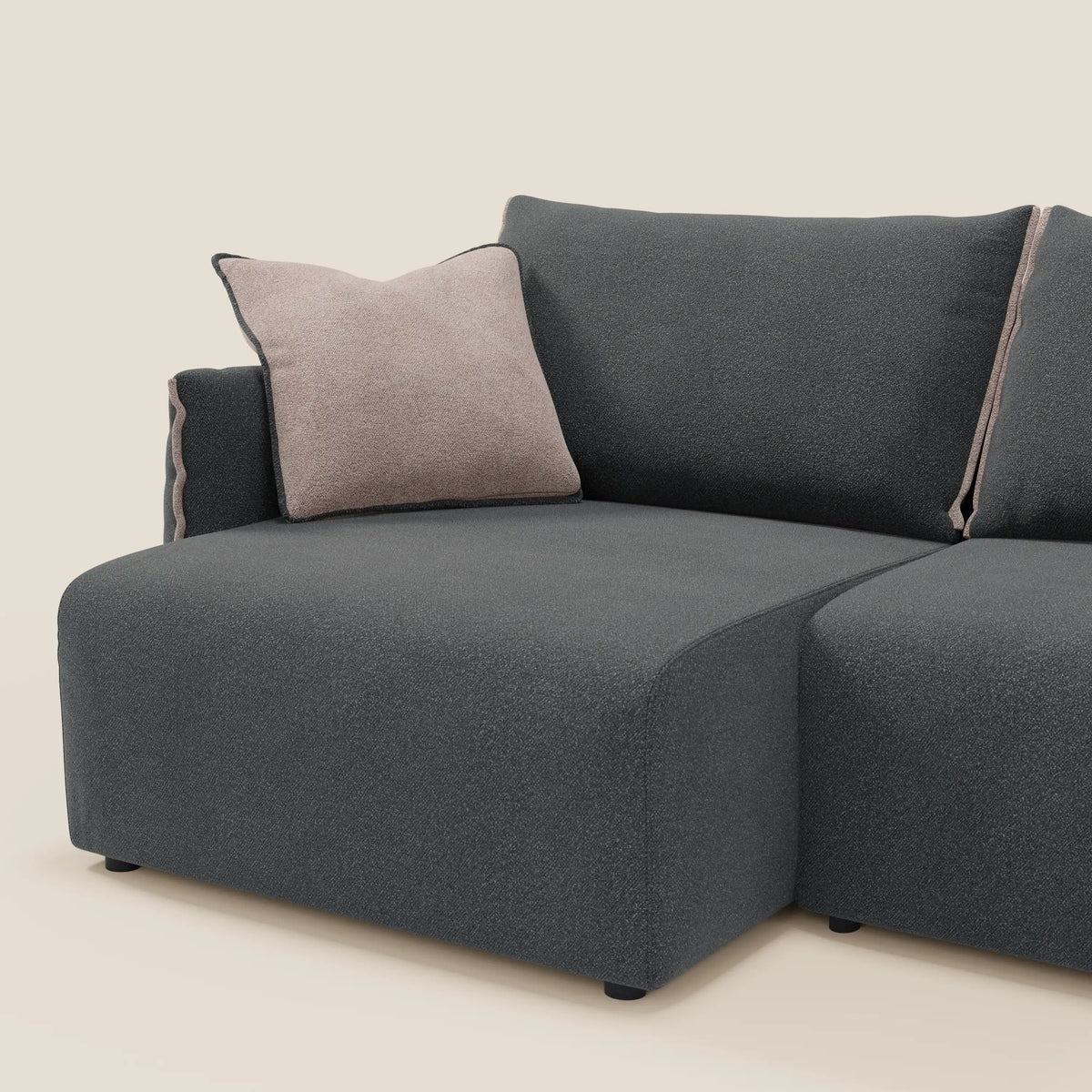 Flexar divano con sedute allungabili e schienale in piuma in morbido bouclé impermeabile T07 - divitt.sbs