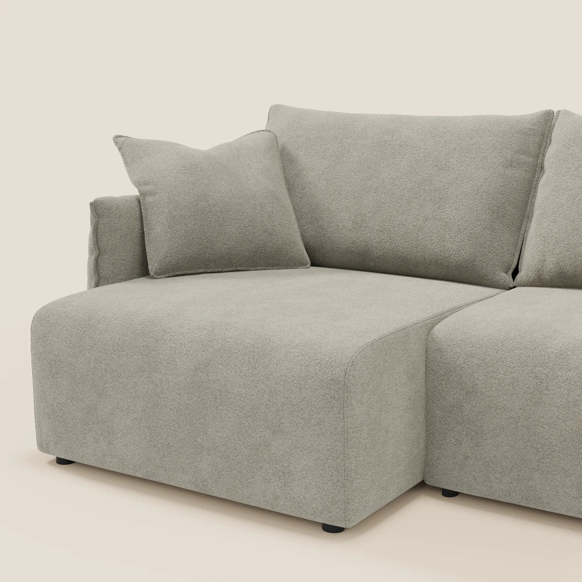 Flexar divano con sedute allungabili e schienale in piuma in morbido bouclé impermeabile T07 - divitt.sbs