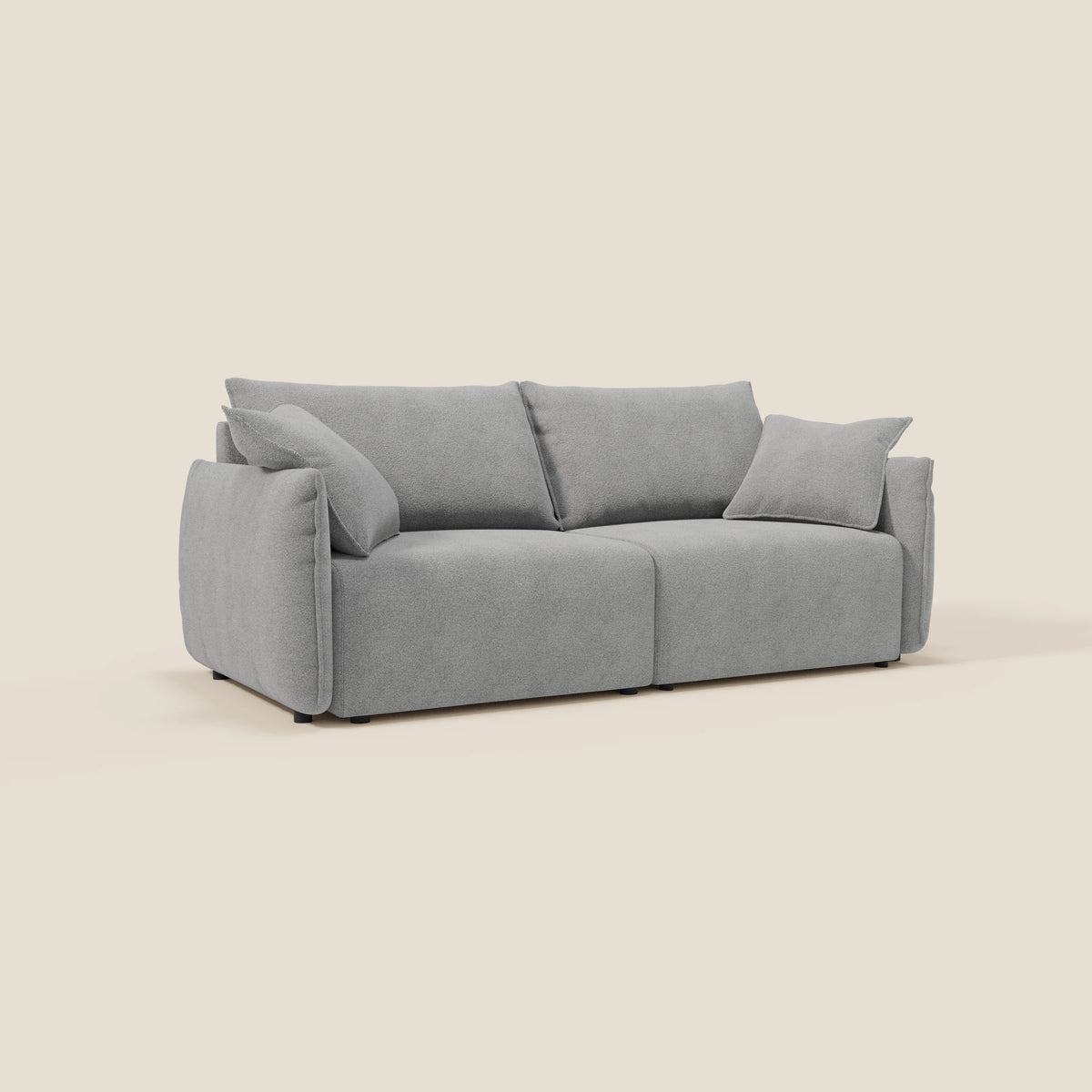 Flexar divano con sedute allungabili e schienale in piuma in morbido bouclé impermeabile T07 - divitt.sbs