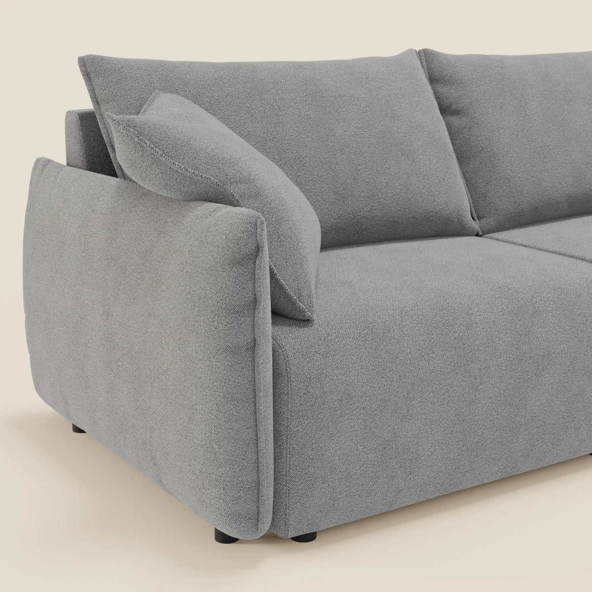 Flexar divano con sedute allungabili e schienale in piuma in morbido bouclé impermeabile T07 - divitt.sbs
