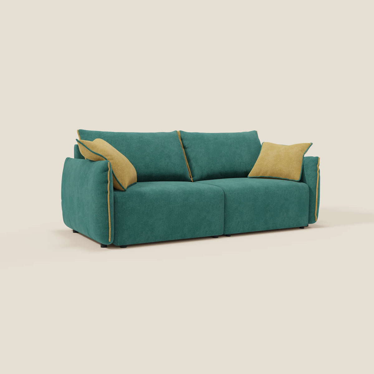 Flexar divano con sedute allungabili e schienale in piuma in morbido bouclé impermeabile T07 - divitt.sbs