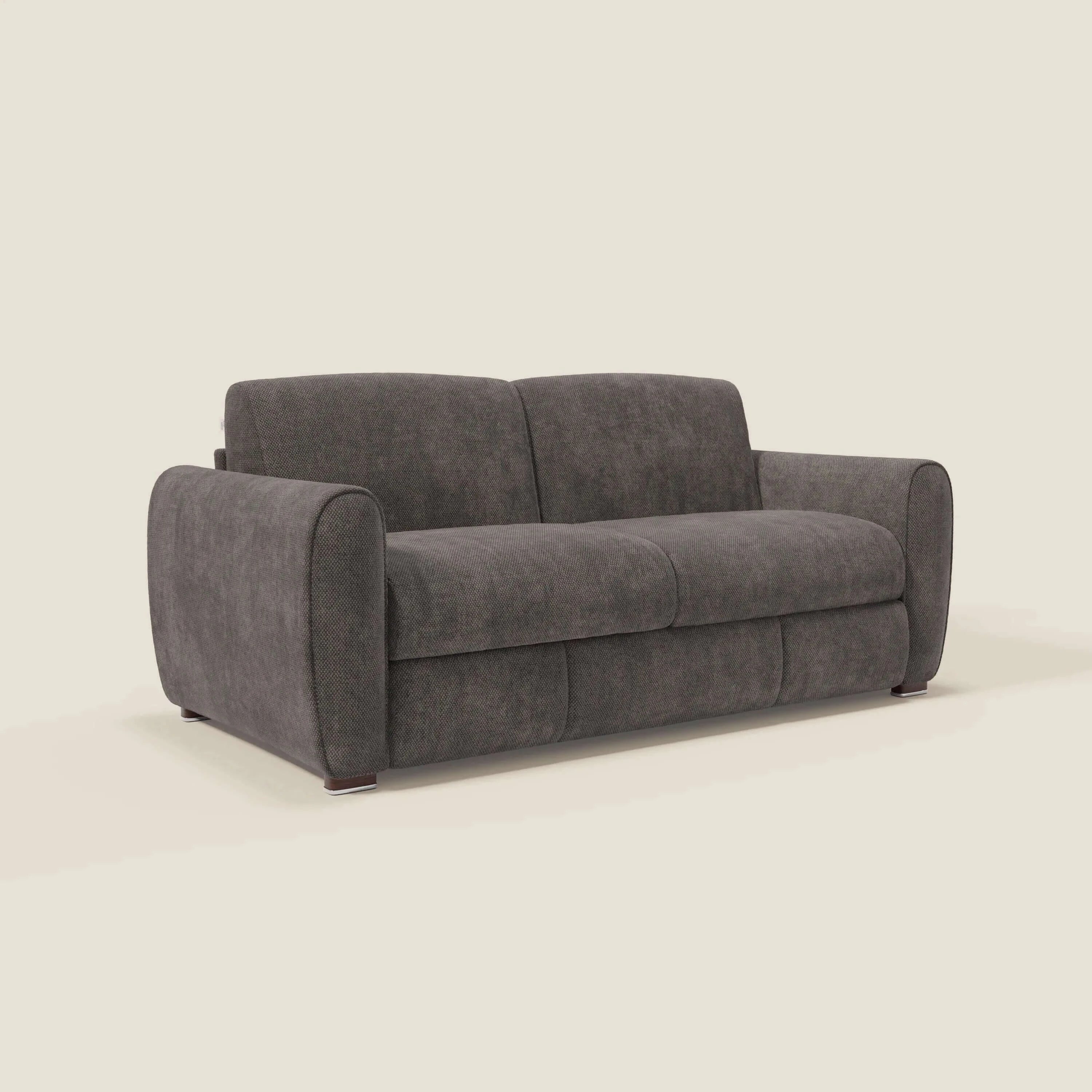 Kaleo Divano letto moderno con materasso H17 cm - in raffinato tessuto impermeabile T26 antracite - divitt.sbs