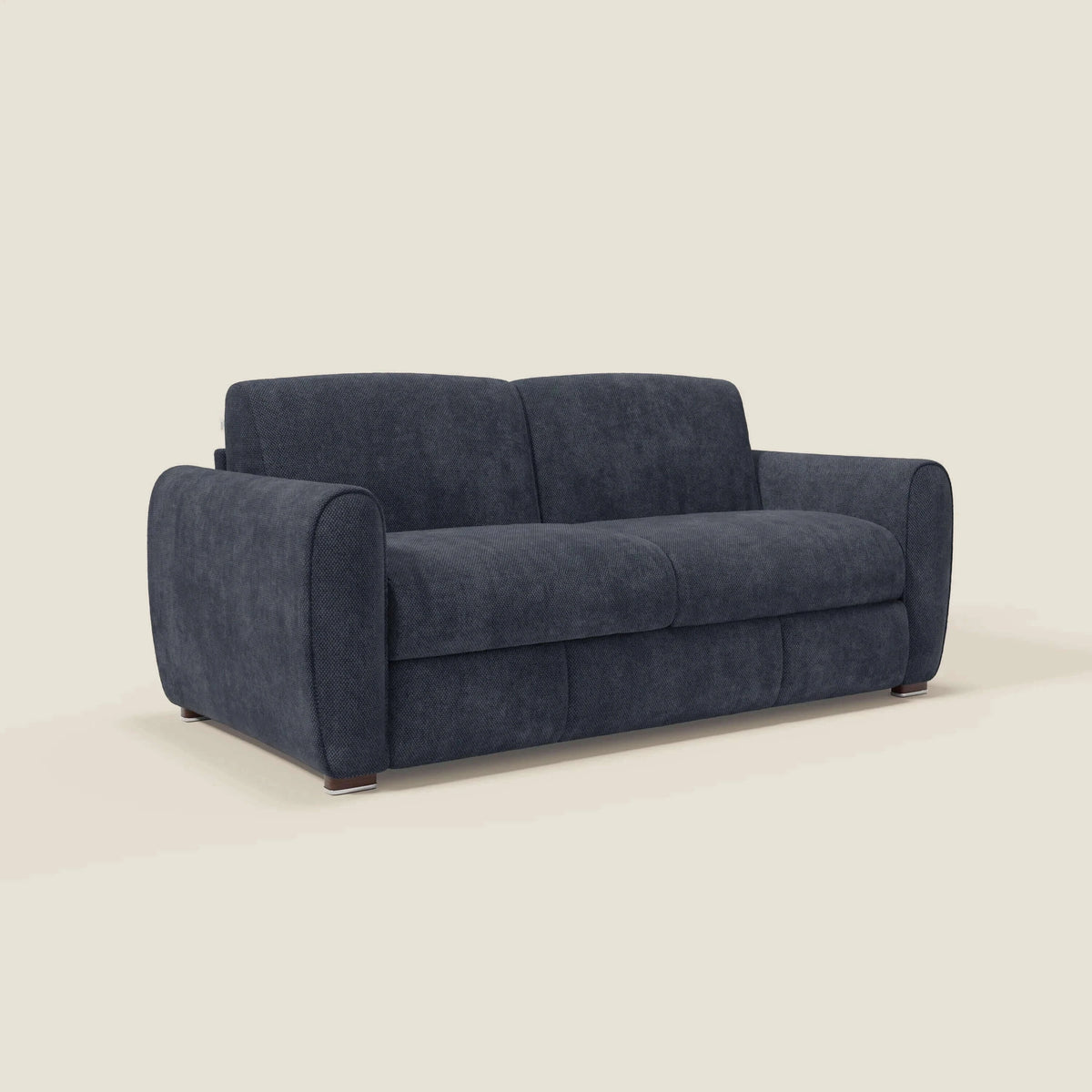 Kaleo Divano letto moderno con materasso H17 cm - in raffinato tessuto impermeabile T26 blu navy - divitt.sbs