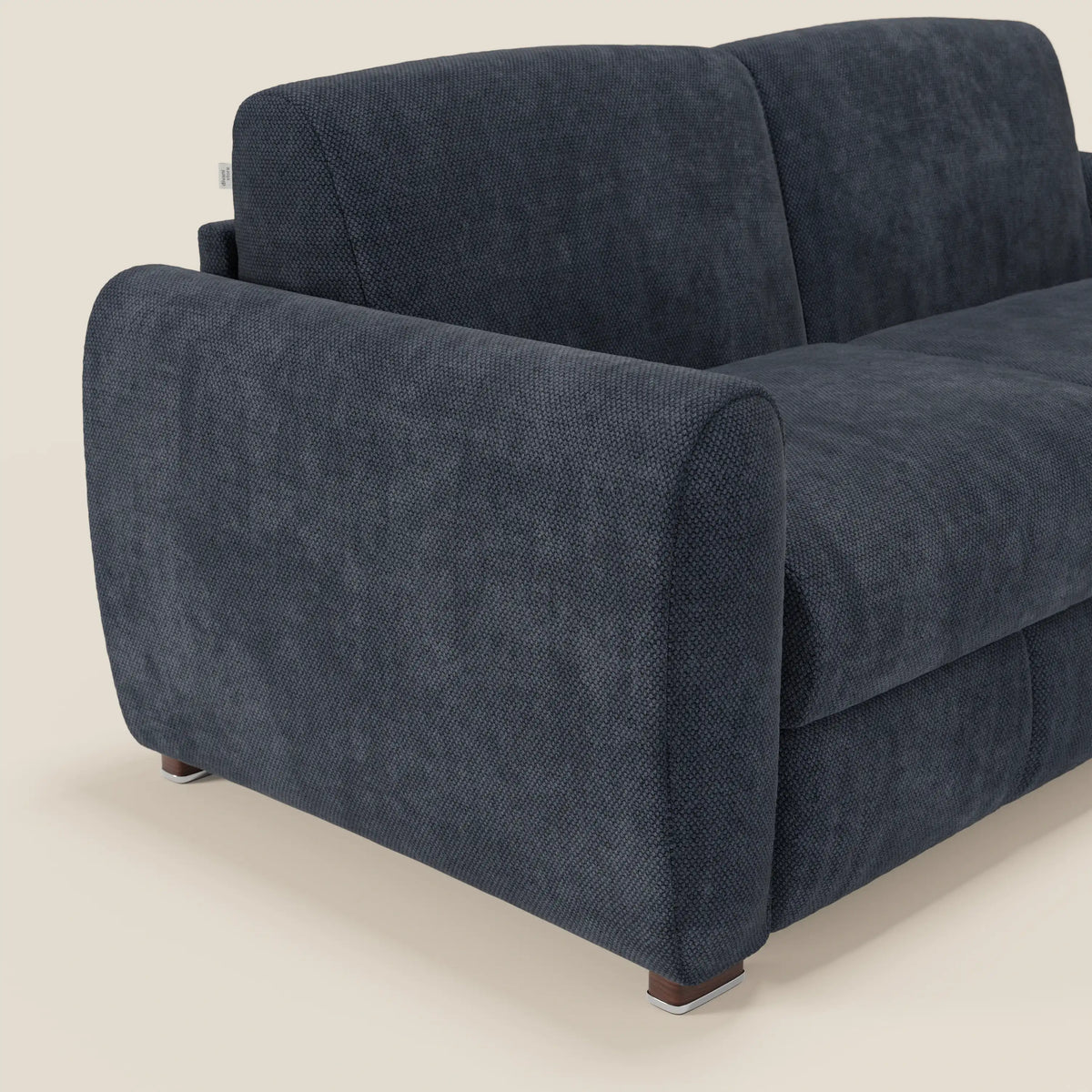 Kaleo Divano letto moderno con materasso H17 cm - in raffinato tessuto impermeabile T26 blu navy - divitt.sbs