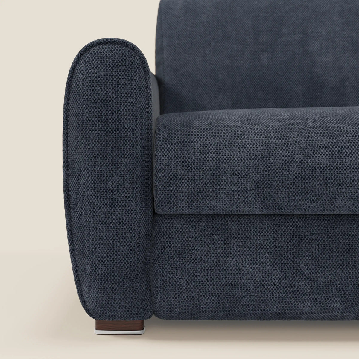 Kaleo Divano letto moderno con materasso H17 cm - in raffinato tessuto impermeabile T26 blu navy - divitt.sbs