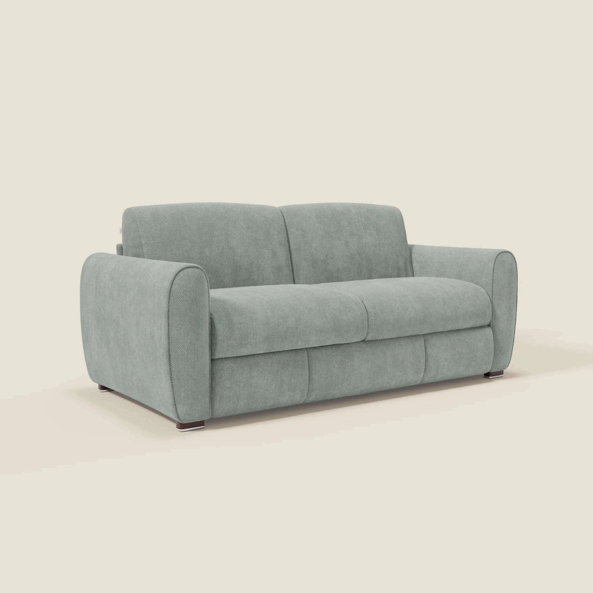 Kaleo Divano letto moderno con materasso H17 cm - in raffinato tessuto impermeabile T26 verde acqua - divitt.sbs