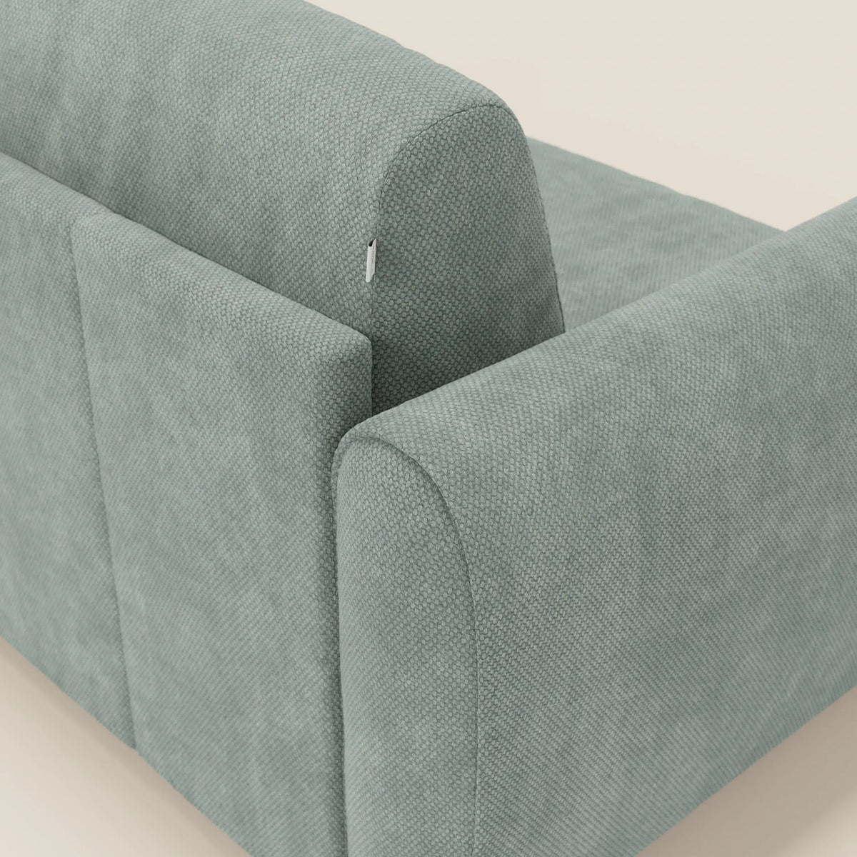 Kaleo Divano letto moderno con materasso H17 cm - in raffinato tessuto impermeabile T26 verde acqua - divitt.sbs