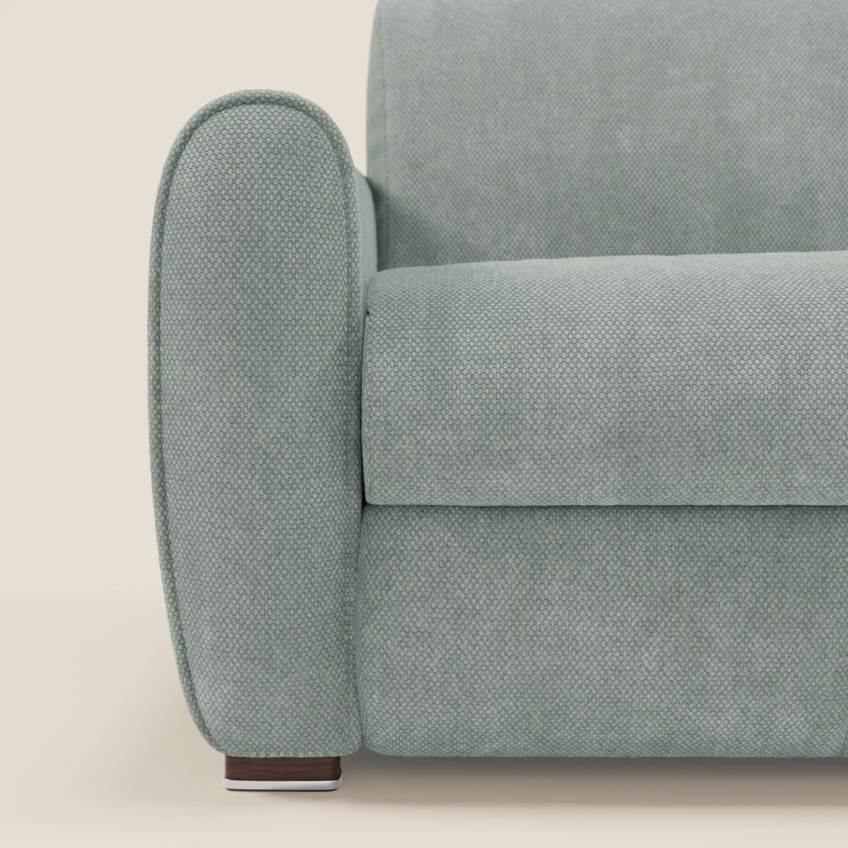 Kaleo Divano letto moderno con materasso H17 cm - in raffinato tessuto impermeabile T26 verde acqua - divitt.sbs