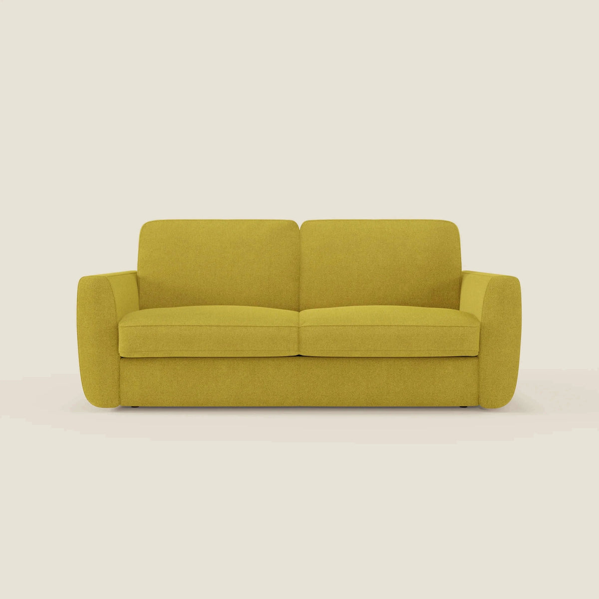 Leonida divano letto sfoderabile e materasso H18 cm - vano portaguanciali in tessuto Smacchiabile T23 giallo sole - divitt.sbs