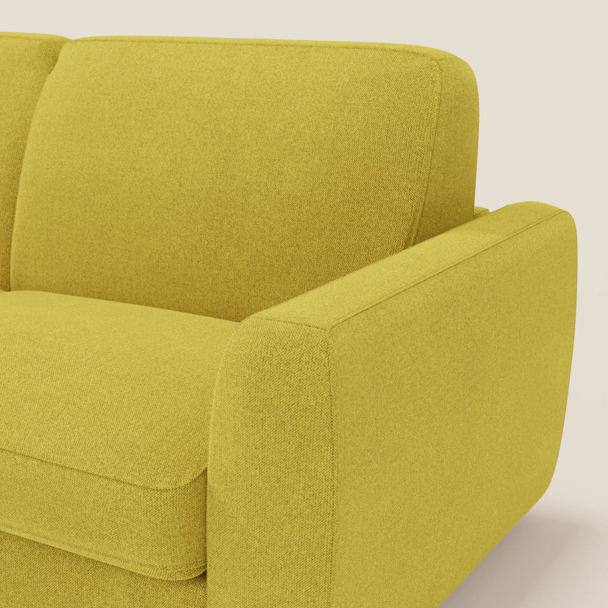 Leonida divano letto sfoderabile e materasso H18 cm - vano portaguanciali in tessuto Smacchiabile T23 giallo sole - divitt.sbs