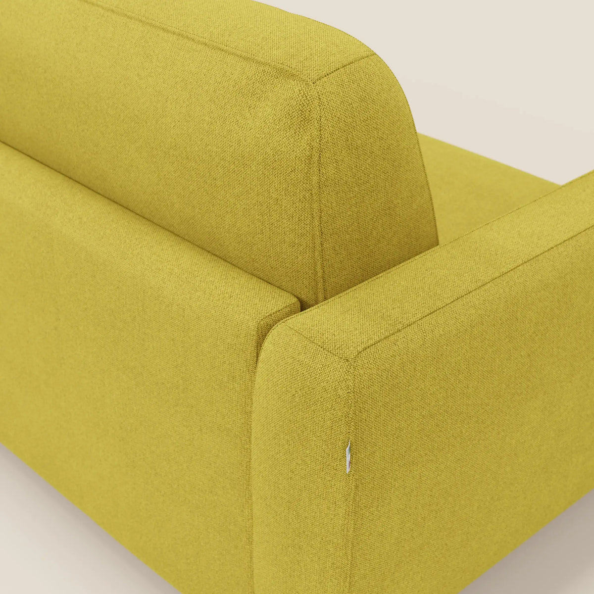 Leonida divano letto sfoderabile e materasso H18 cm - vano portaguanciali in tessuto Smacchiabile T23 giallo sole - divitt.sbs