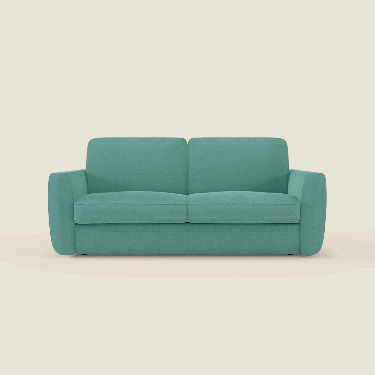 Leonida divano letto sfoderabile e materasso H18 cm - vano portaguanciali in tessuto Smacchiabile T23 verde acqua - divitt.sbs