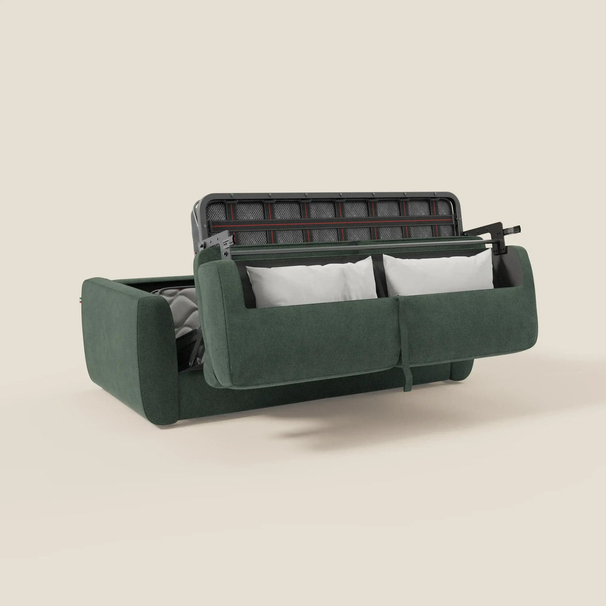 Leonida divano letto sfoderabile e materasso H18 cm - vano portaguanciali in tessuto Smacchiabile T23 - divitt.sbs
