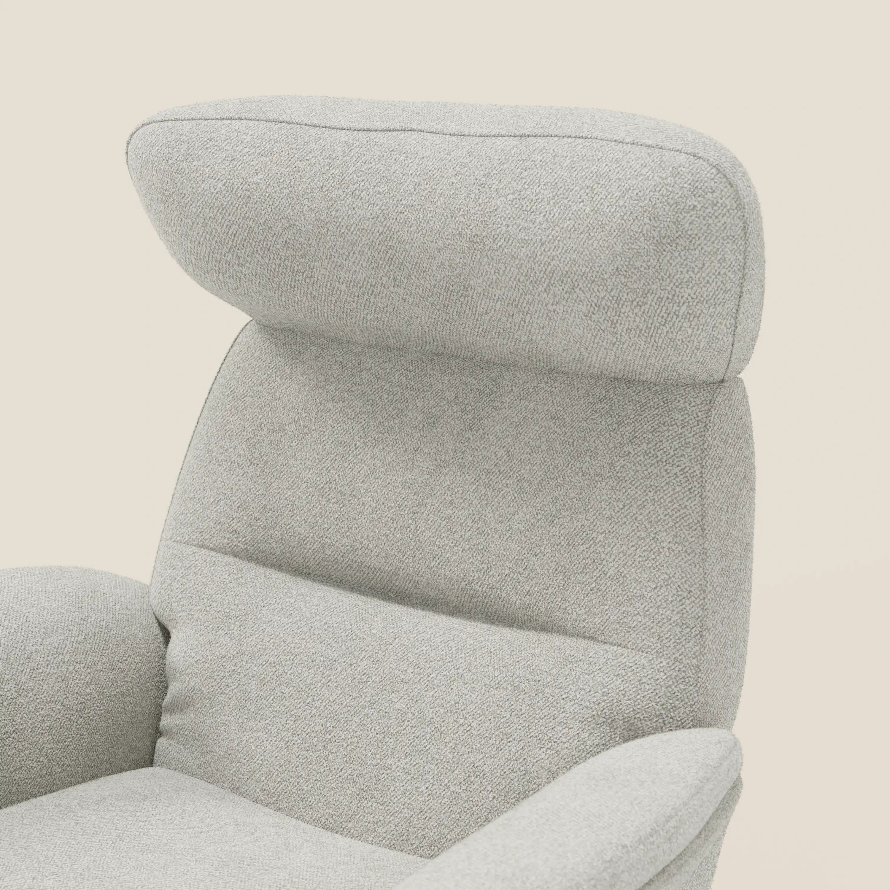 Lunor Poltrona relax reclinabile con pouf poggia-piedi in tessuto bouclé impermeabile T07 - divitt.sbs