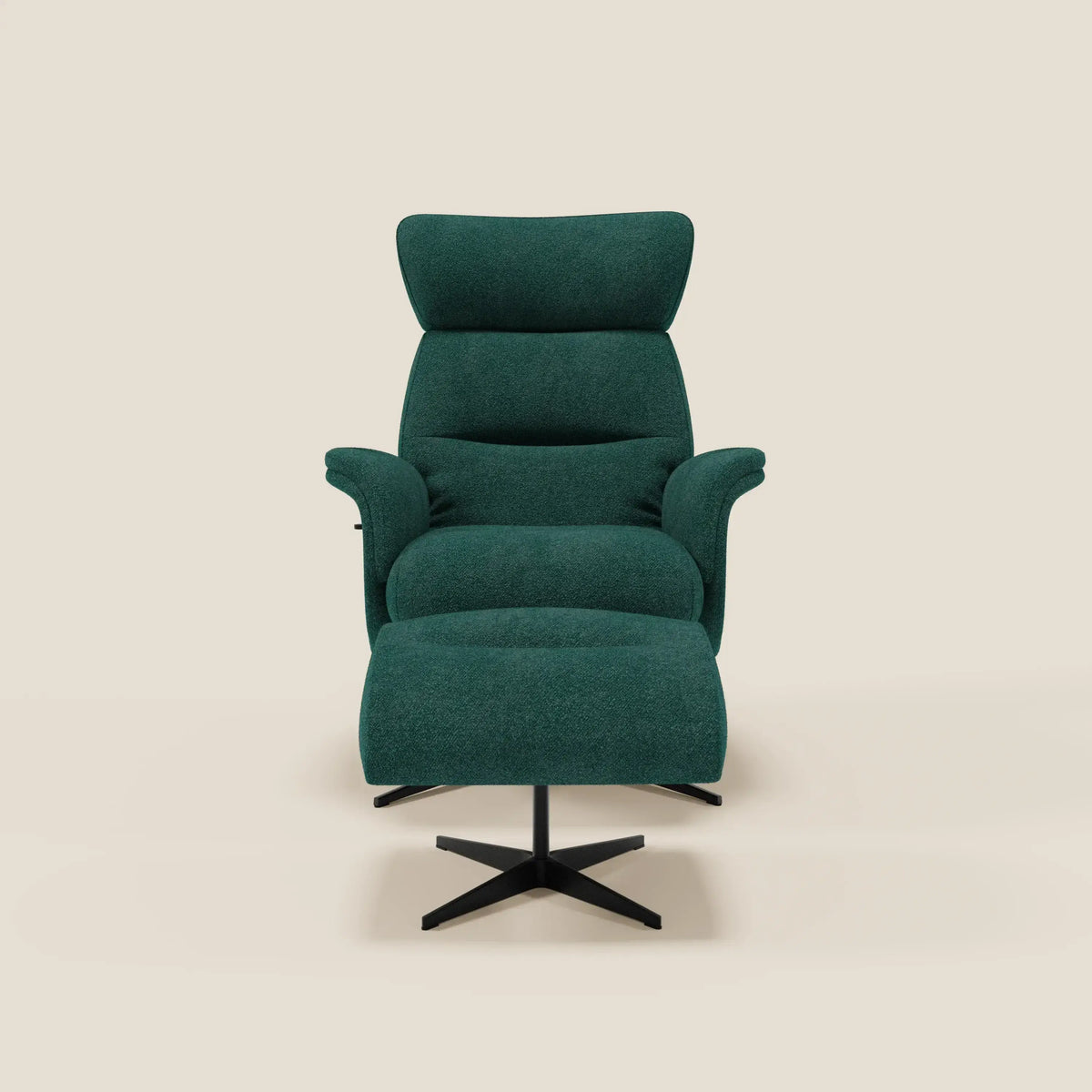 Lunor Poltrona relax reclinabile con pouf poggia-piedi in tessuto bouclé impermeabile T07 - divitt.sbs