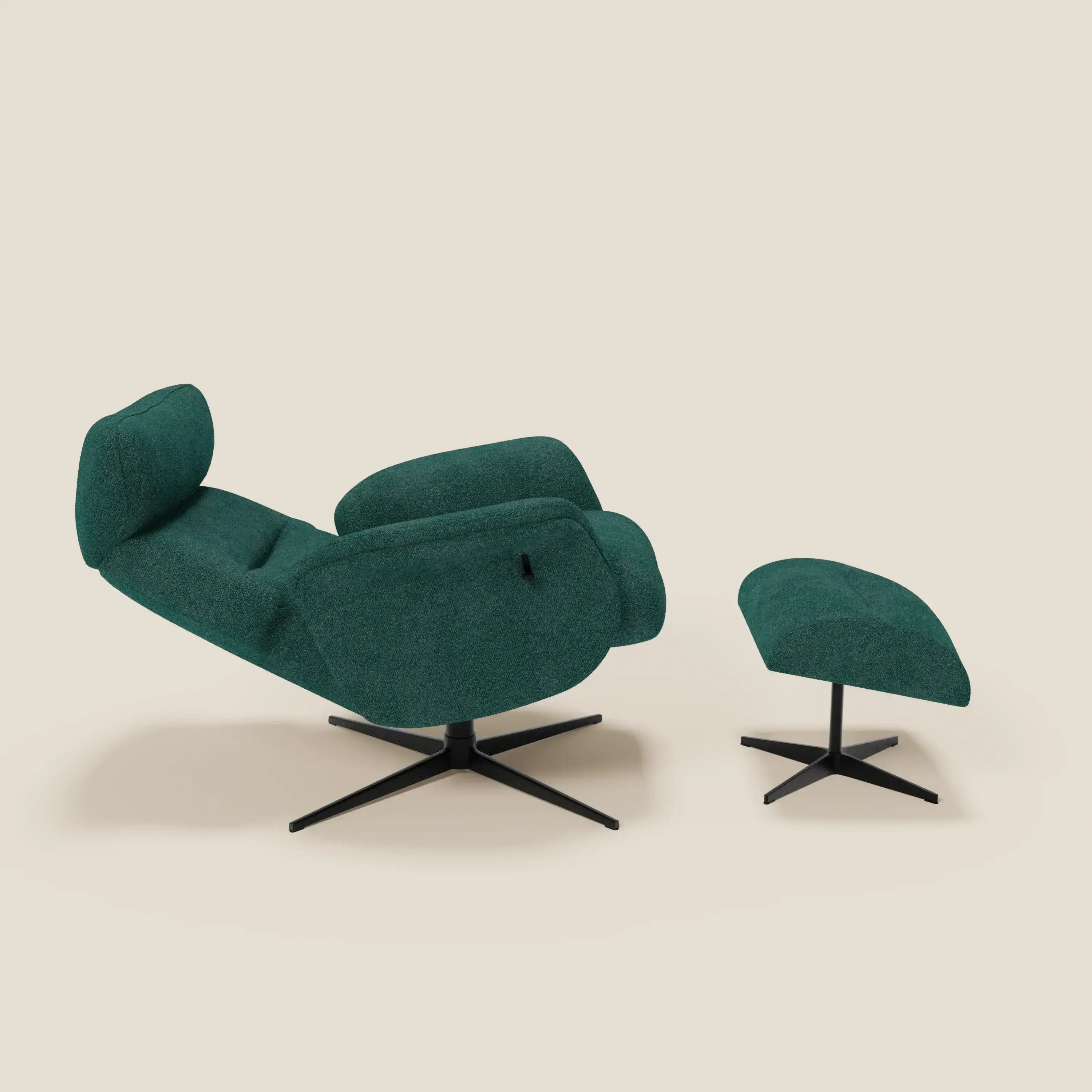 Lunor Poltrona relax reclinabile con pouf poggia-piedi in tessuto bouclé impermeabile T07 - divitt.sbs