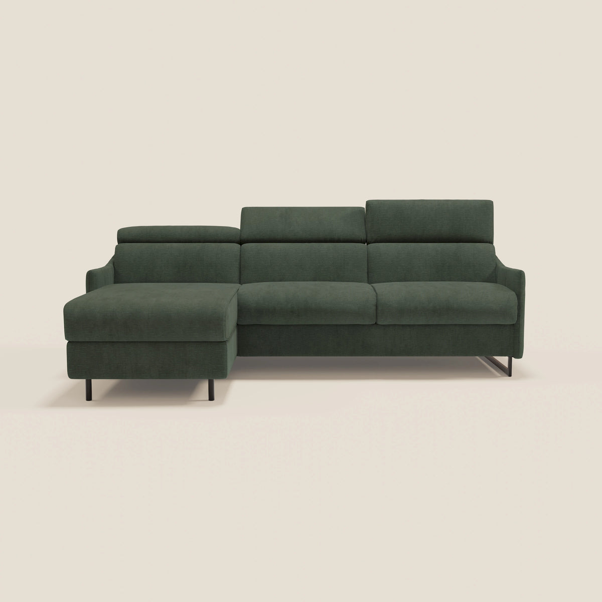 Loto Divano Letto Angolare con Penisola contenitore, Poggiatesta, Materasso Alto H18 in morbido tessuto impermeabile T14 - divitt.sbs