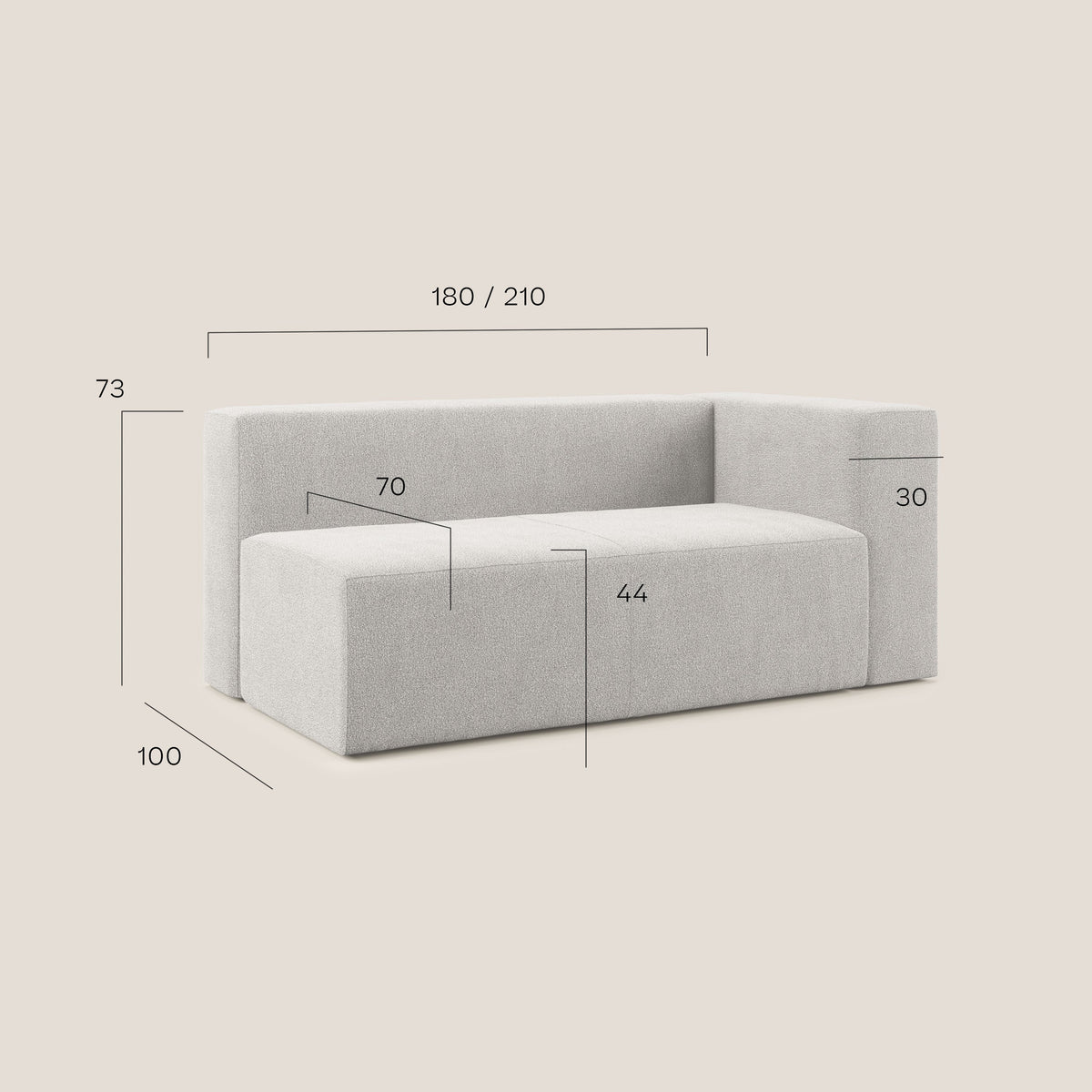 Nettuno modulo angolo/laterale maxi in morbido tessuto bouclè T07 azzurro - divitt.sbs