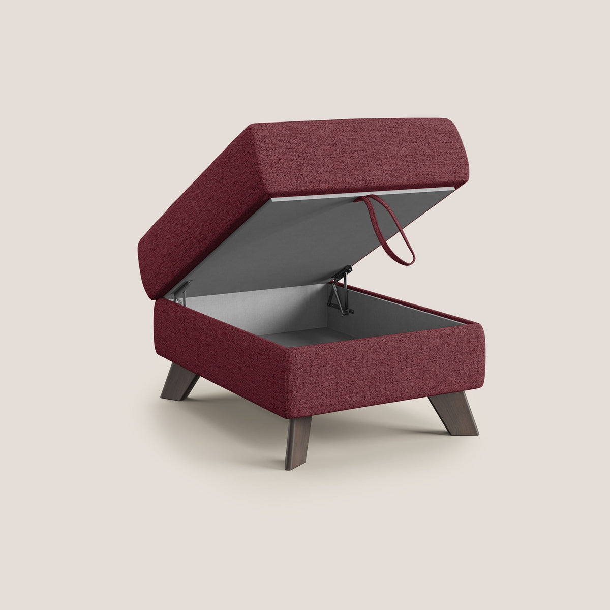 Moon Pouf contenitore e piedini alti in tessuto morbido impermeabile fiammato T03 rosso - divitt.sbs