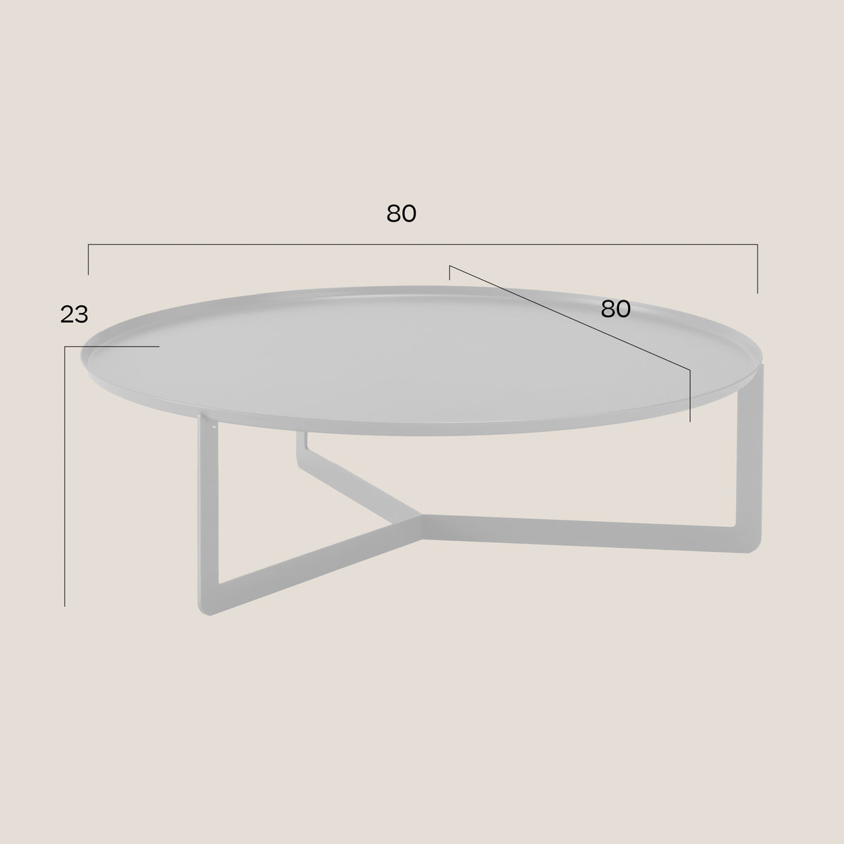 Round tavolino basso rotondo da salotto in metallo h23 cm - divitt.sbs