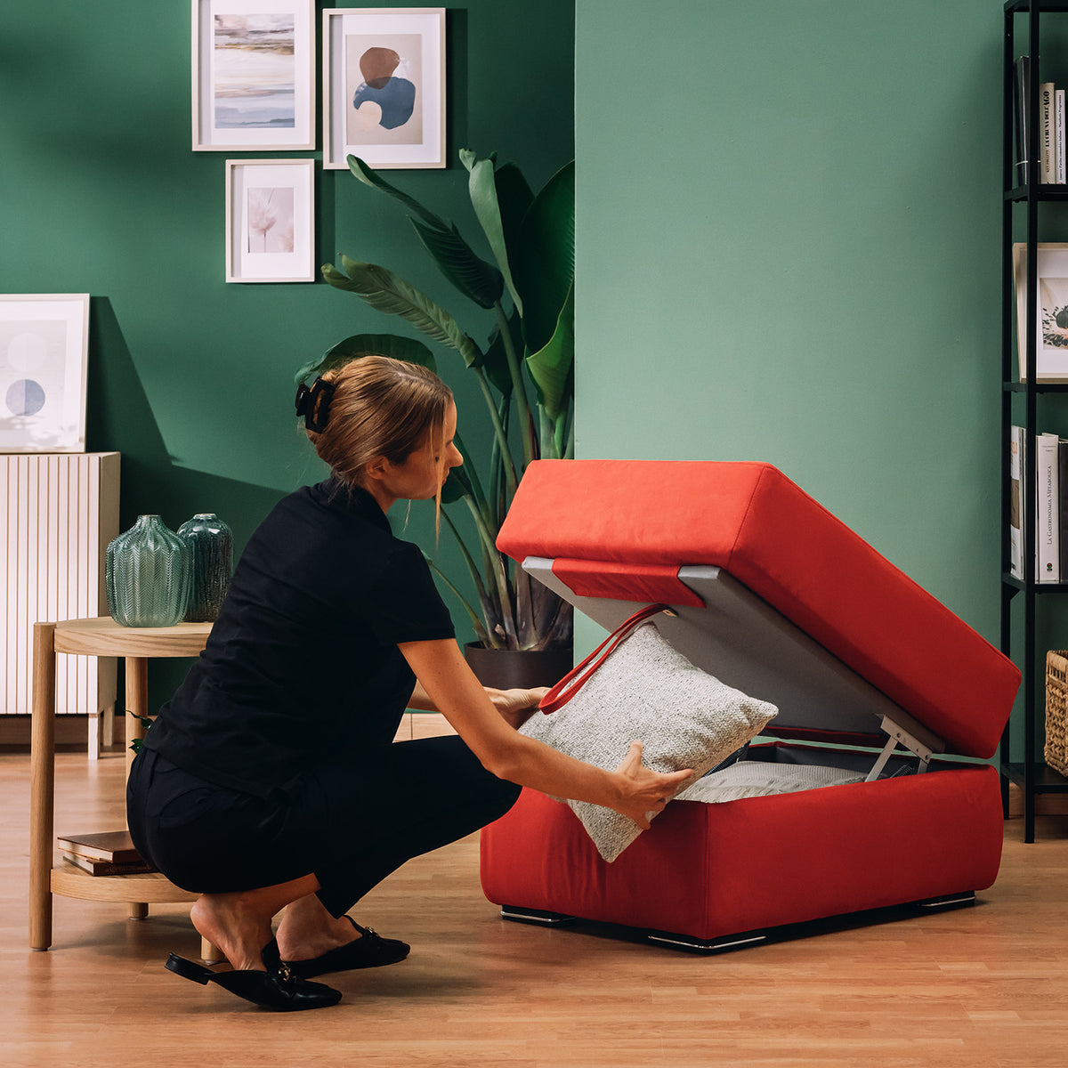 Sun pouf apribile contenitore in microfibra smacchiabile T11 rosso - divitt.sbs