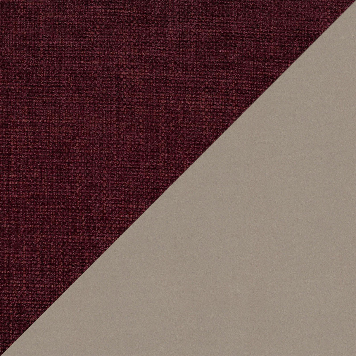 Petra letto di design bicolore con cuscini in piuma, piedini in mogano e tessuto impermeabile bicolore T11 e T06 tortora - rosso - divitt.sbs