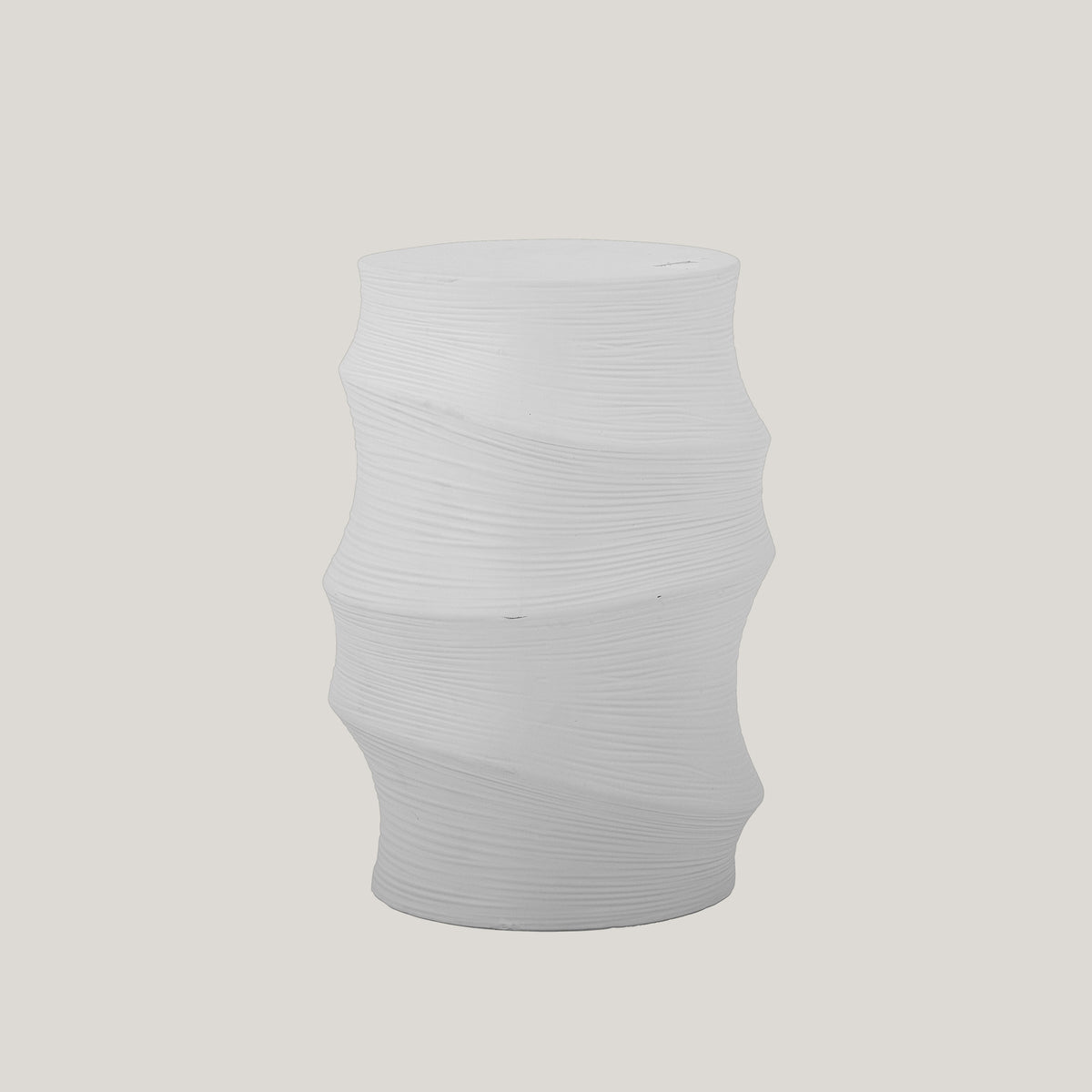 Volise tavolino scultoreo cilindrico in gres stoneware bianco - divitt.sbs