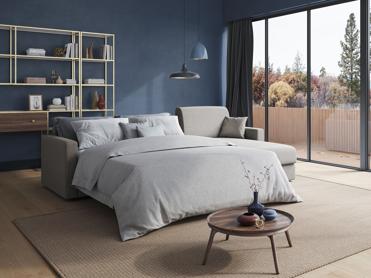 Chris Divano letto angolare con penisola in microfibra smacchiabile T11 - divitt.sbs