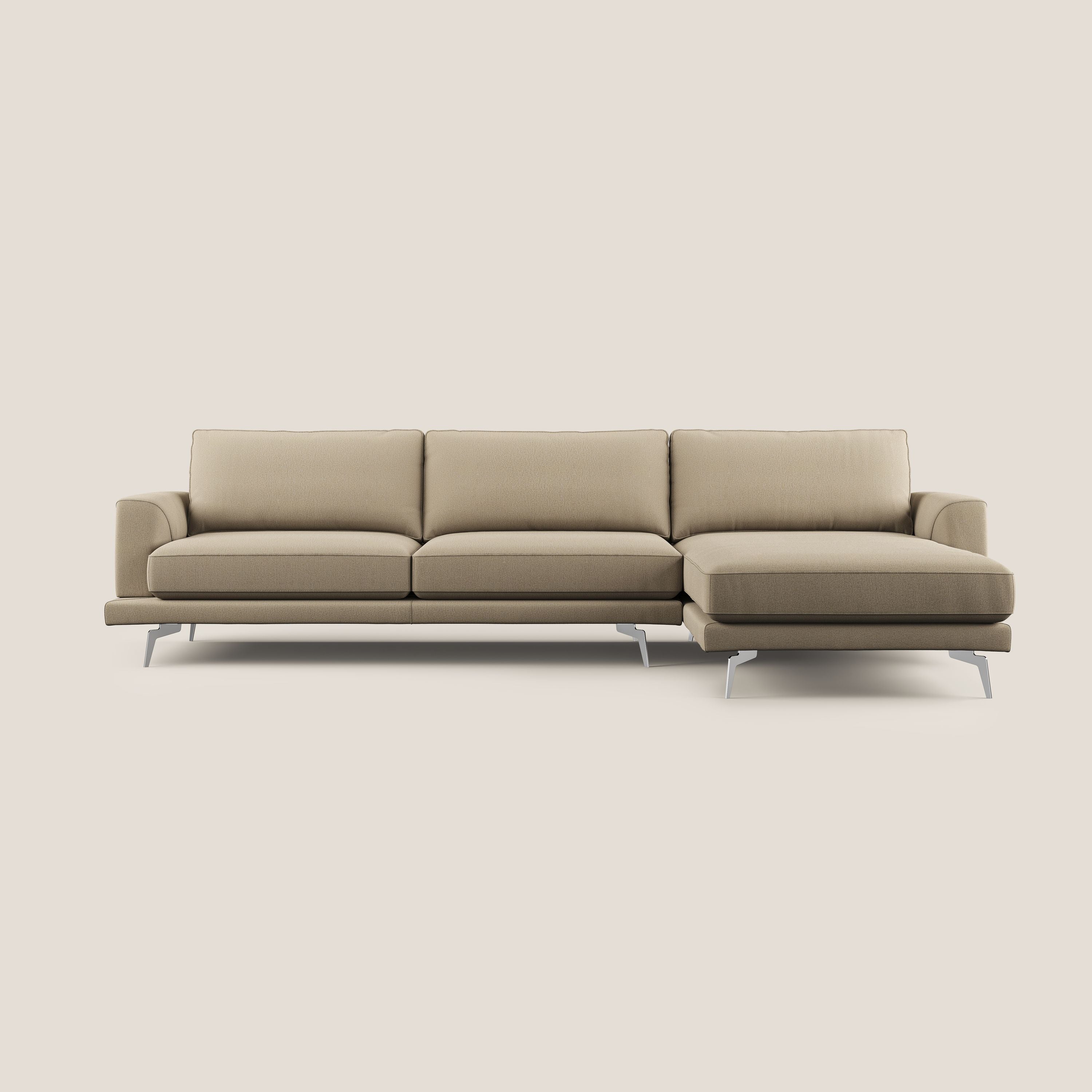Dorian divano moderno angolare con penisola in tessuto morbido antimacchia T05 - divitt.sbs